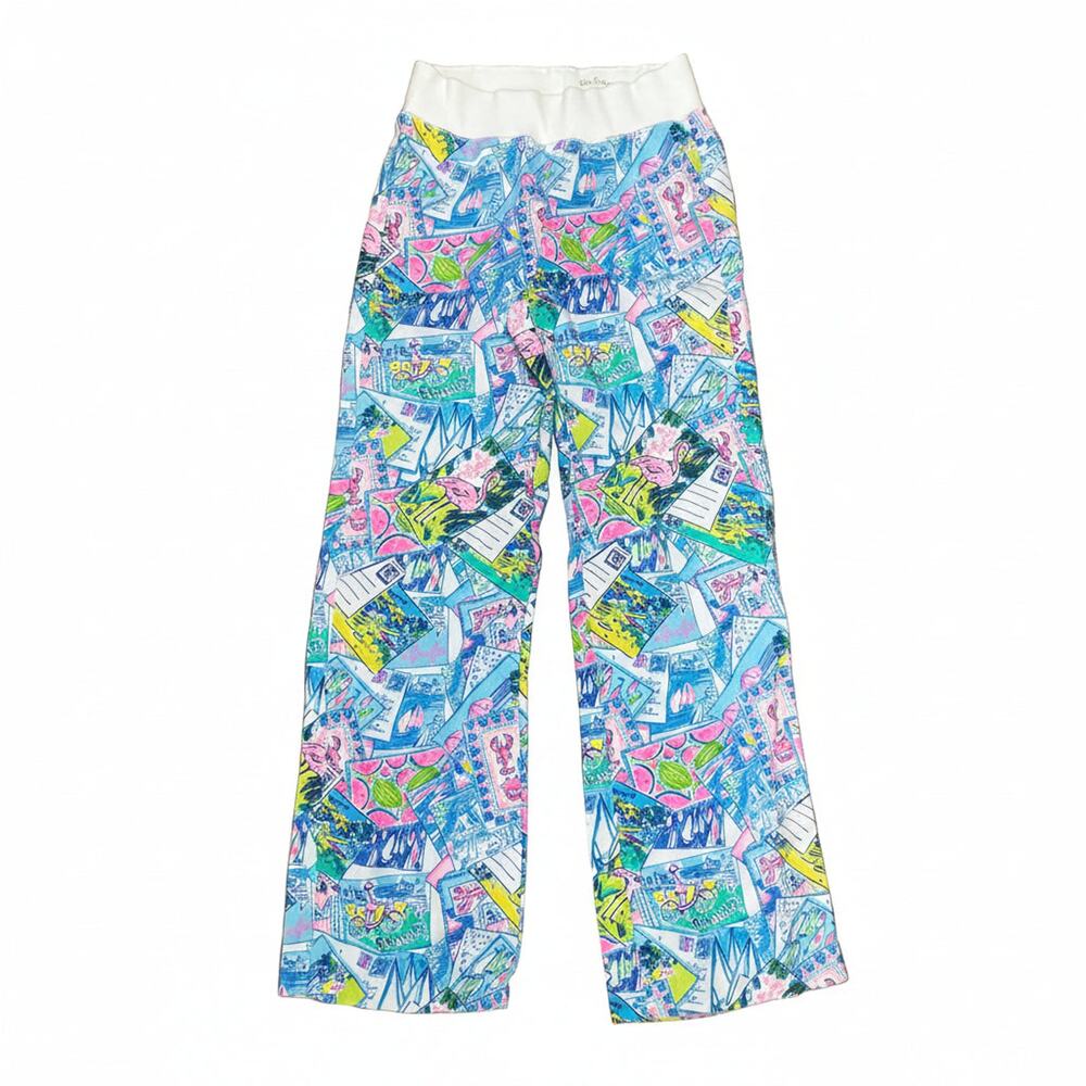 Lilly Pulitzer blue and pink linen beach pants, size S